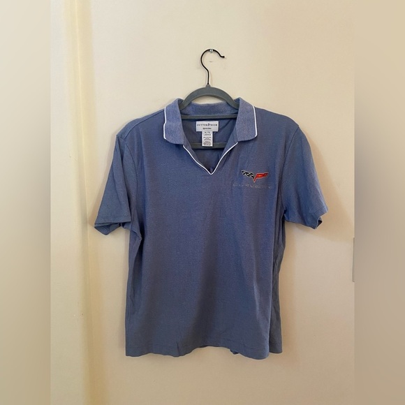 VINTAGE CUTTER AND BUCK WOMENS CORVETTE EMBROIDERED V NECK POLO BLUE HEATHER - Picture 1 of 6
